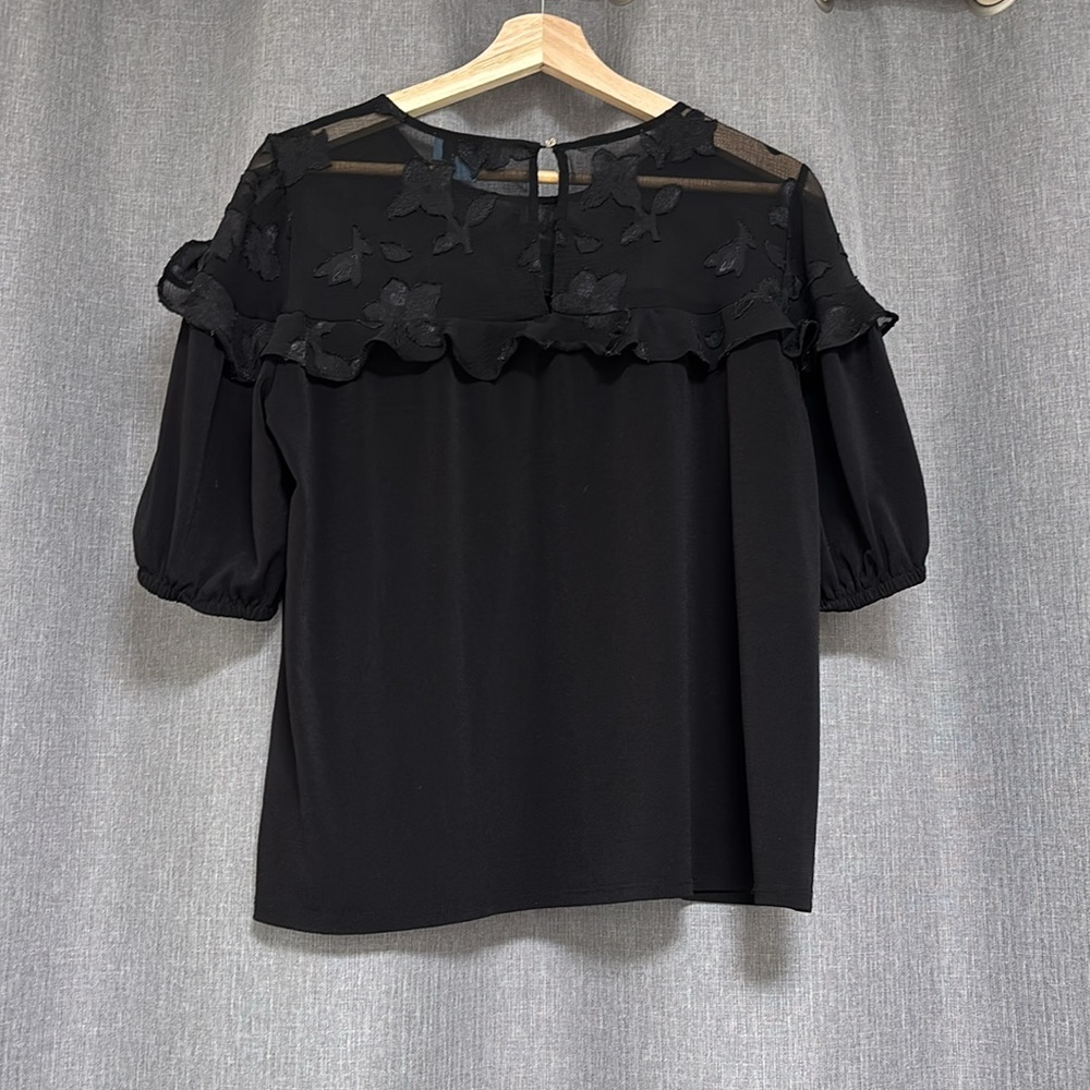 CeCe Black Ruffled Blouse - Picture 3 of 3